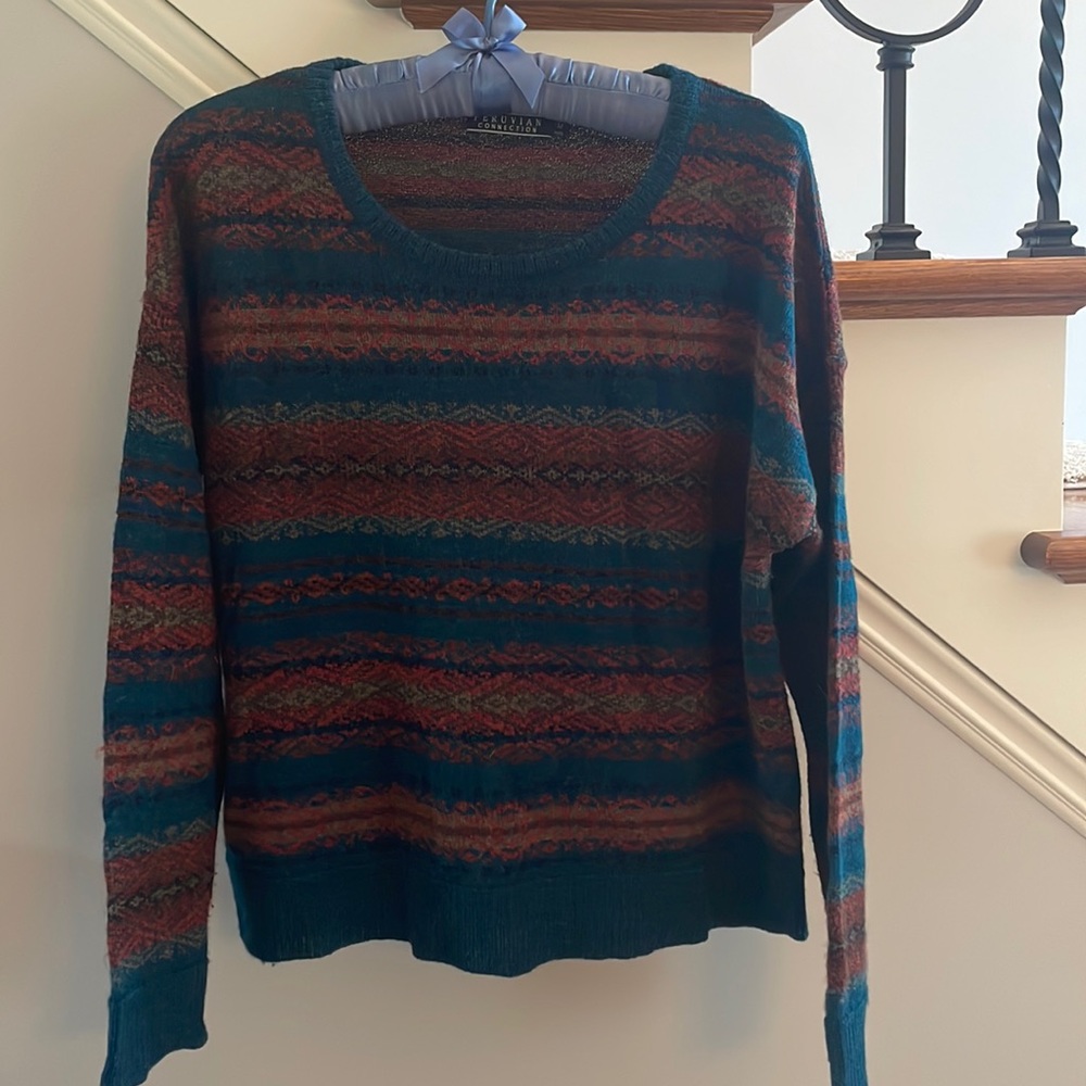 Teal print sweater